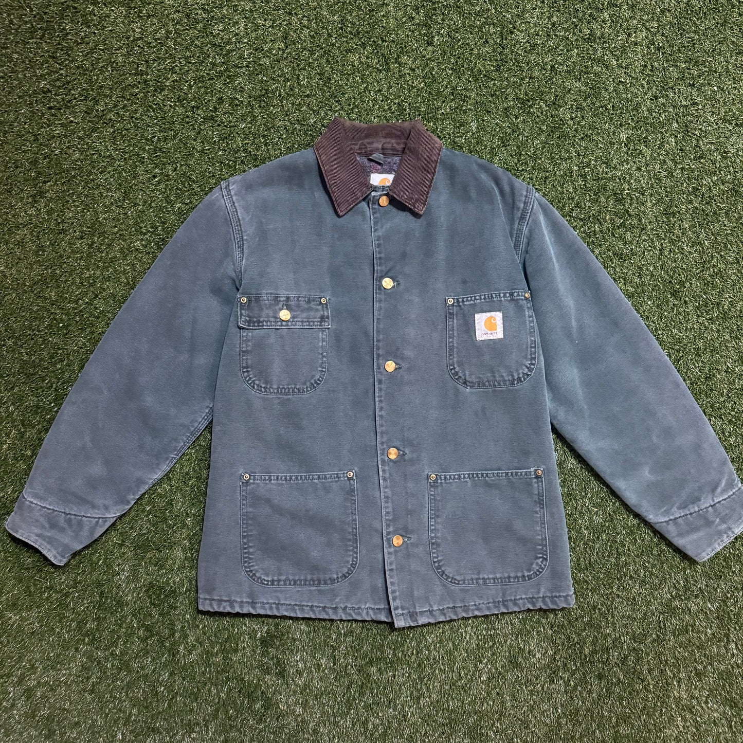 Vintage Carhartt Chore Jacket Blanket Lined CB1043 Hunter Green - S