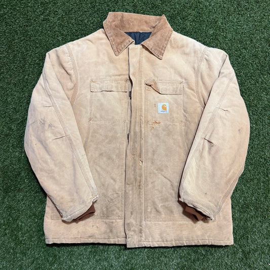 Vintage Carhartt Chore Jacket Blanket Lined Tan - 26.5x30